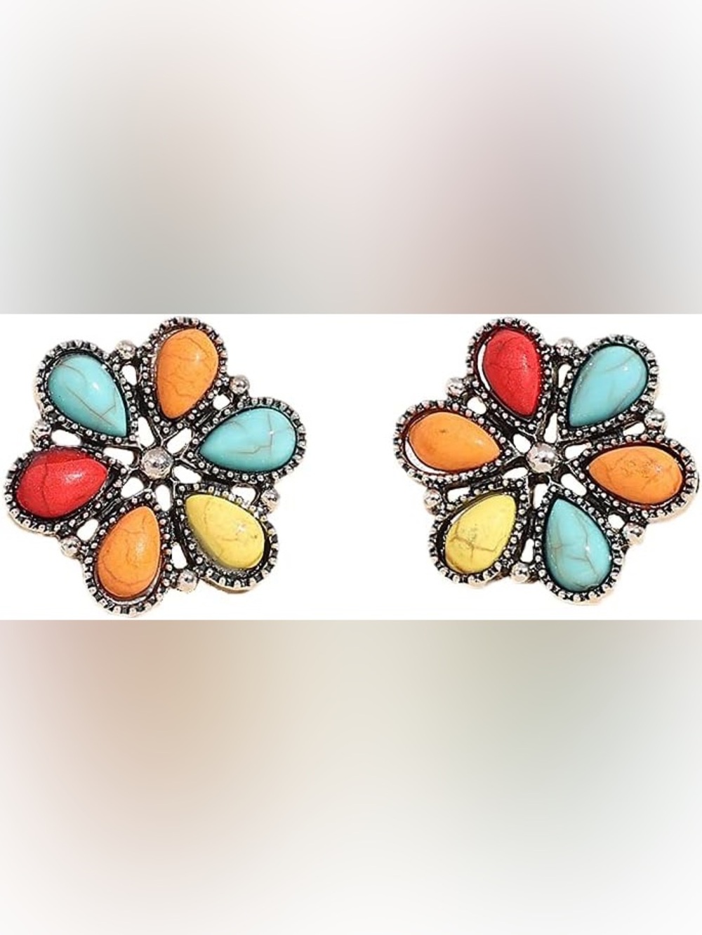 Stone flower earrings Q1319